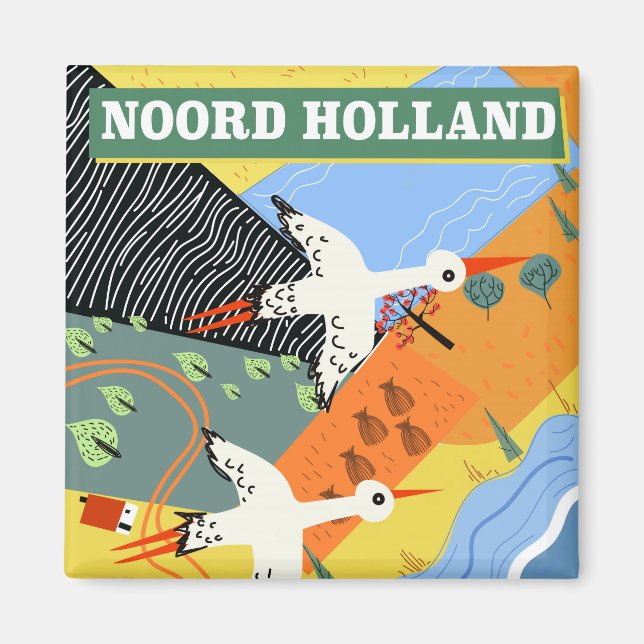 Noord Holland vintage stil reseaffisch Magnet (Framsidan)