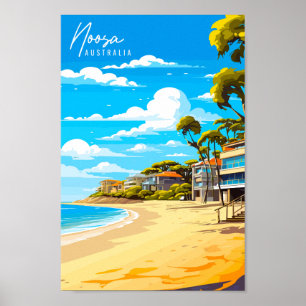 Noosa Australia vintage resor illustration Poster