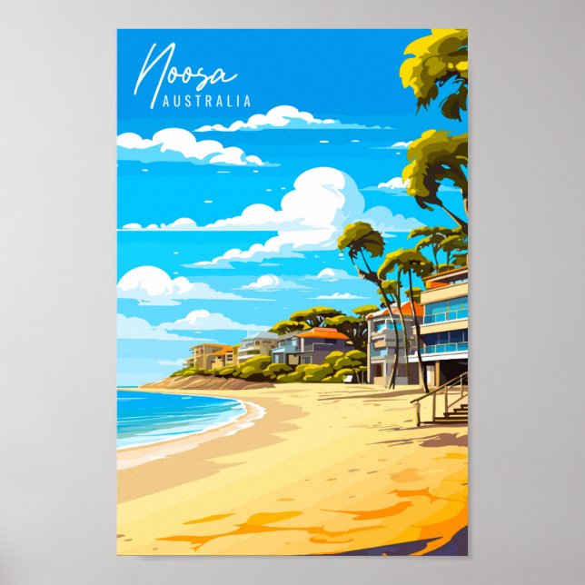 Noosa Australia vintage resor illustration Poster (Framsidan)