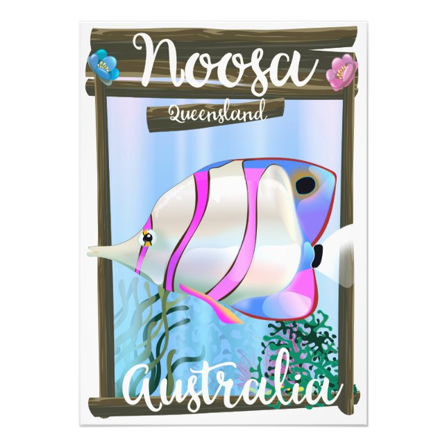 Noosa Australien vintage reseaffisch Fototryck (Framsidan)