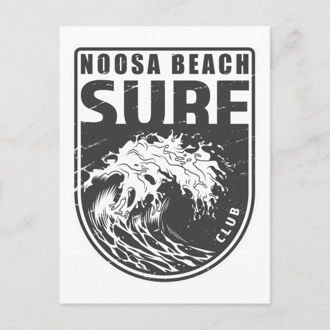 Noosa Beach Surfa Klubb Australia Emblem Vykort (Framsida)