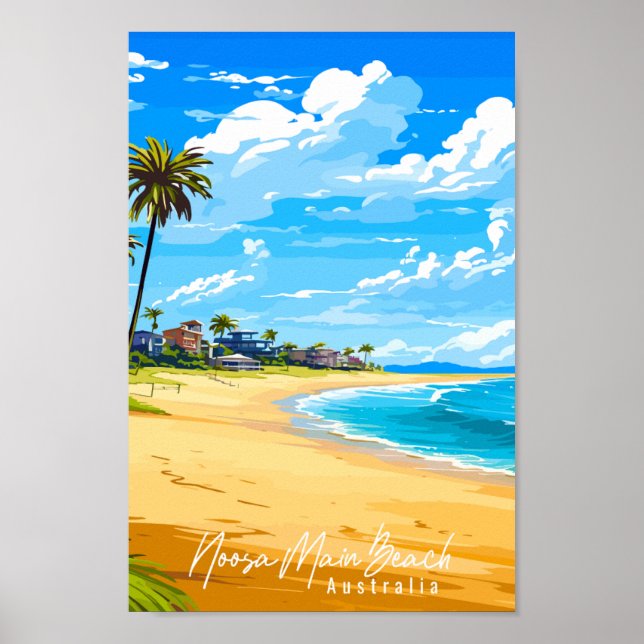 Noosa Main Beach Australia vintage travel place Poster (Framsidan)