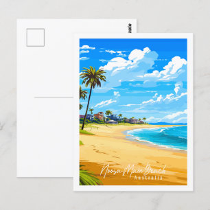 Noosa Main Beach Australien vintage resor ställe Vykort