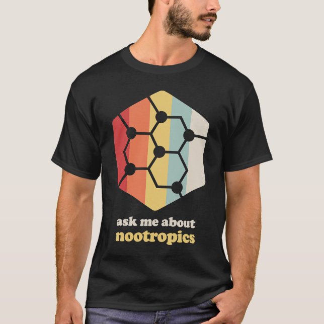 Nootropics, Retro Smart Drug Cognitive Enhancers T Shirt (Framsida)