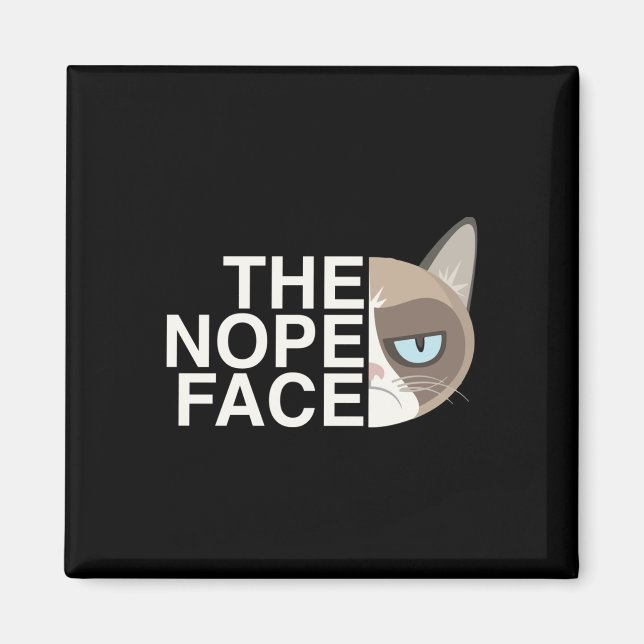 Nope Ansikte _ Funny Lazy Cat Joke Hoodie För mana Magnet (Framsidan)