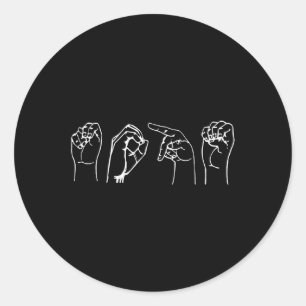 Nope ASL Pro Döv Awareness Sign Language Interpre Runt Klistermärke