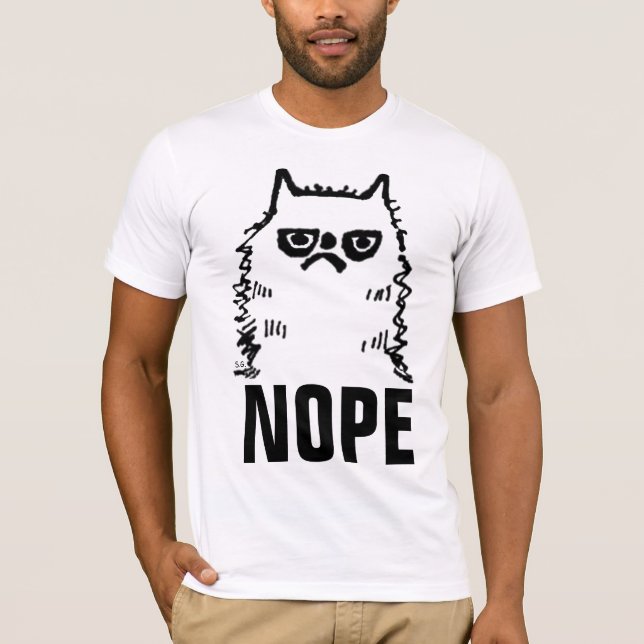 NOPE CAT T-Shirts, Cranky Arg Cat Funny T Shirt (Framsida)