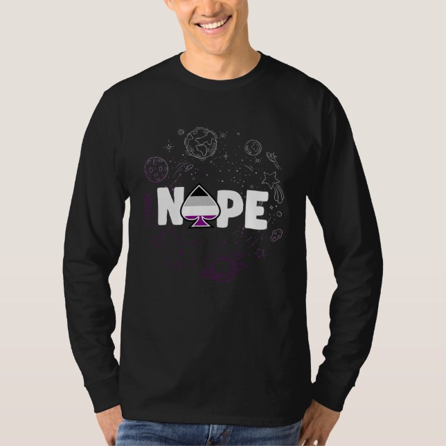 Nope  Cute Trendy Asexual Pride Space Galaxy Plane T Shirt (Framsida)