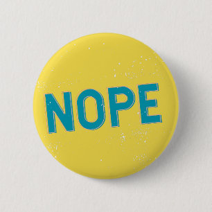 NOPE - Distress Typografi i blått och Gult Knapp