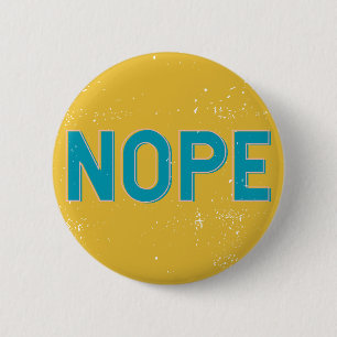 NOPE - Distress Typografi i Gult och blå Knapp