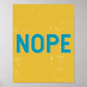 NOPE - Distress Typografi i Gult och blå Poster
