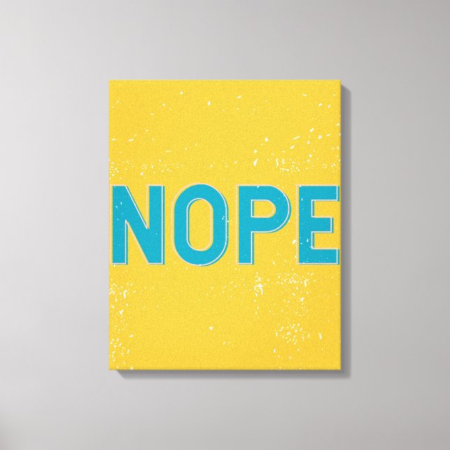 NOPE Distress Typography in Gult and Blue Canvastryck (Framsida)