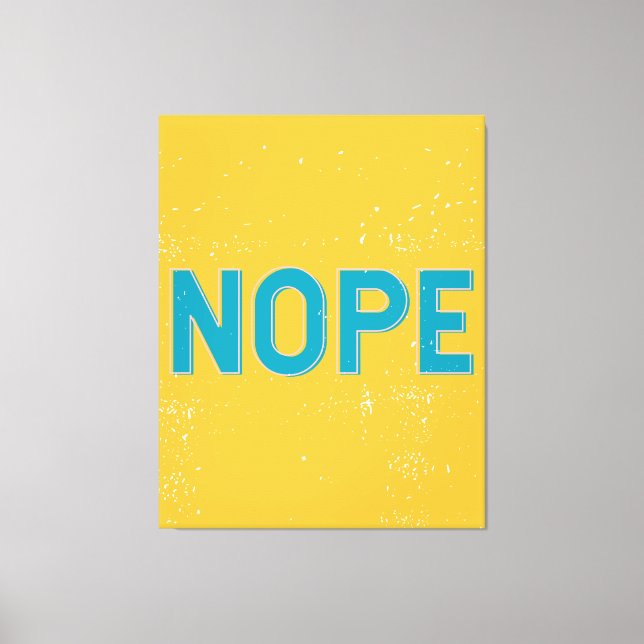 NOPE Distress Typography in Gult and Blue Canvastryck (Framsida)