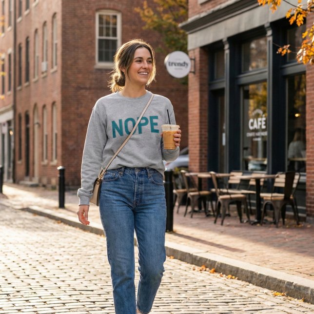 NOPE | Distressed Sarcasm Typography in Blue  T Shirt (Skapare uppladdad)