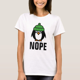 NOPE för att skjorta med rolig penguin tecknad T Shirt