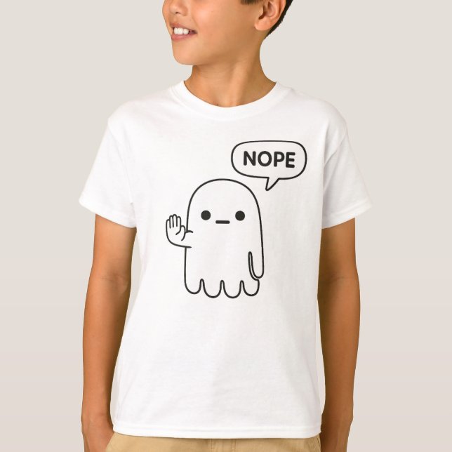 Nope Ghost | Rollig Minimal Barn T-Shirt (Framsida)