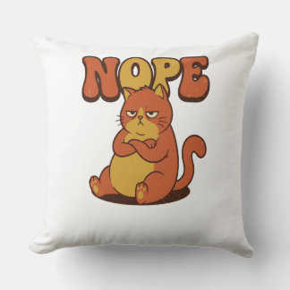 NOPE Grumpy Cat Throw Pillow Kudde