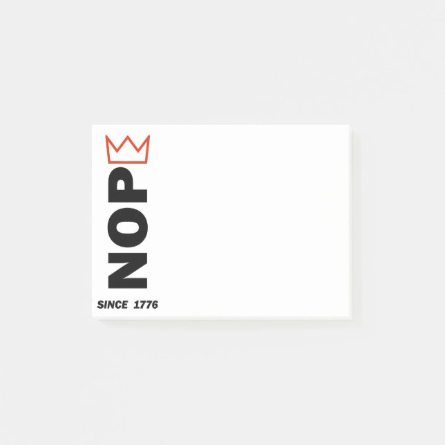 NOPE. Ingen Kung. Post-it Block (Framsida)