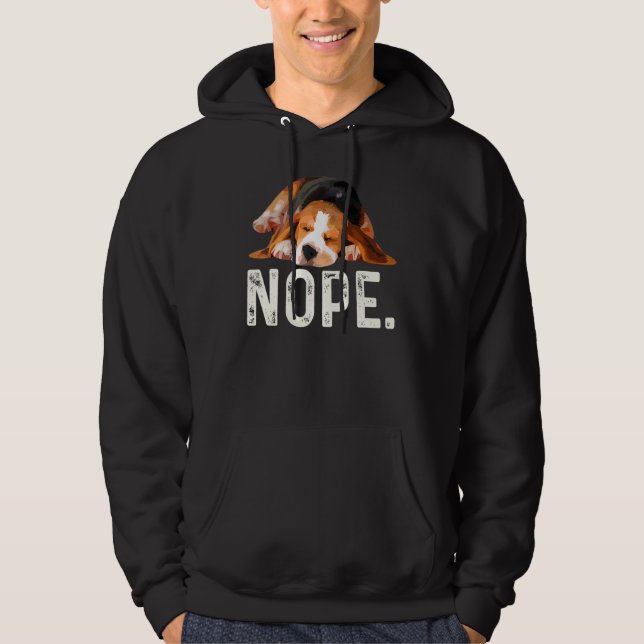 Nope Lazy Beagle Hund Hoodie (Framsida)