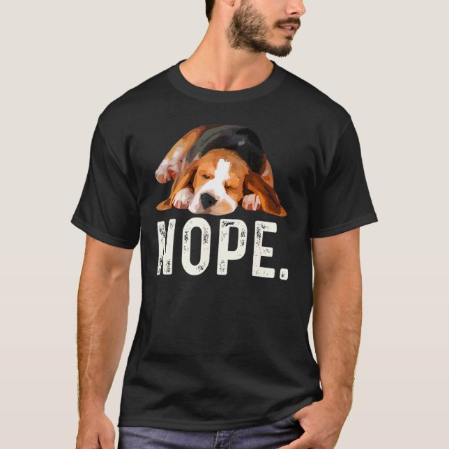 Nope Lazy Beagle Hund T Shirt (Framsida)