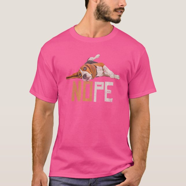Nope Lazy Beagle Hund T Shirt (Framsida)