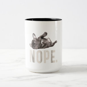Nope Lazy Fransk Bulldog Älskare Gift Två-Tonad Mugg