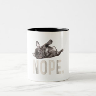 Nope Lazy Fransk Bulldog Älskare Gift Två-Tonad Mugg