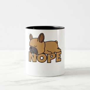 Nope Lazy Hund Frenchie Fransk Bulldog Två-Tonad Mugg