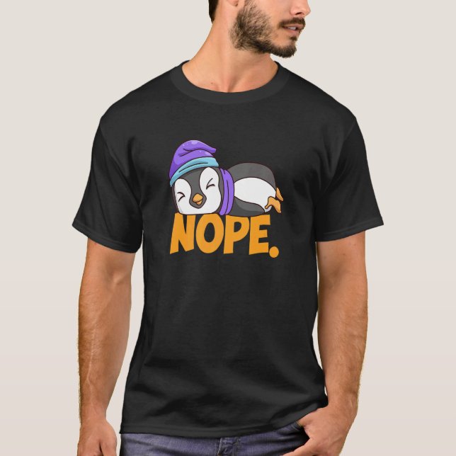 Nope Penguin Sviloläge Long Sleeper Grumpy T Shirt (Framsida)