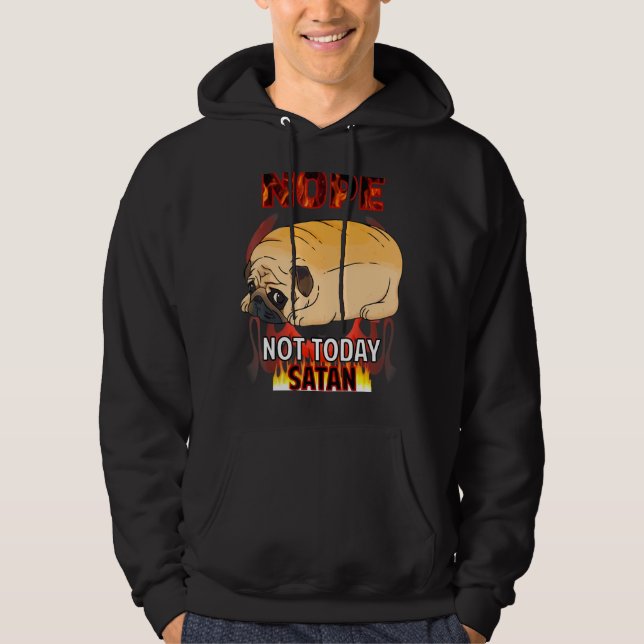 Nope Satan Pug Hoodie (Framsida)