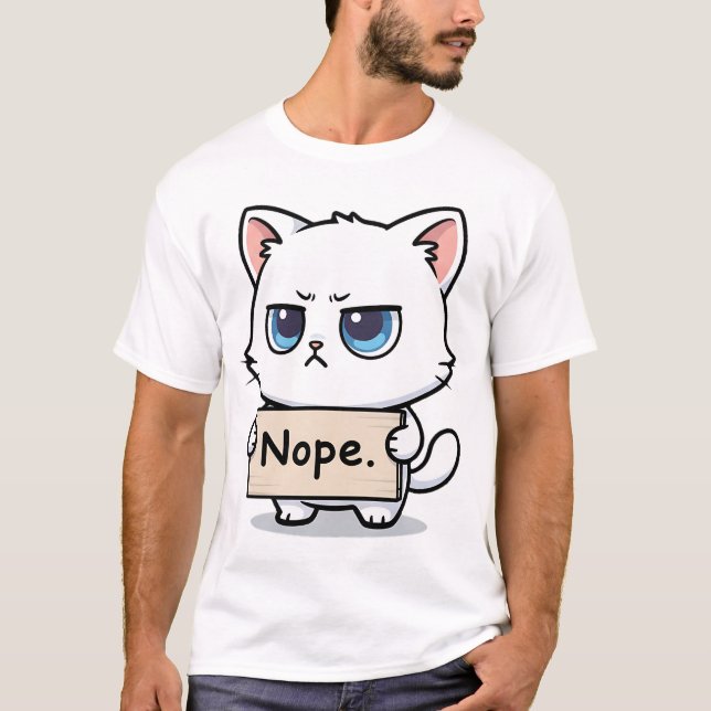 Nope Sign Cat T Shirt (Framsida)