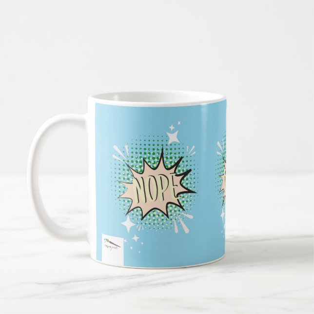 NOPE Tecknad Tal Bubble Meme Funny Light Blue Kaffemugg (Vänster)