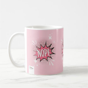 NOPE Tecknad Tal Bubble Meme Funny Rosa Kaffemugg