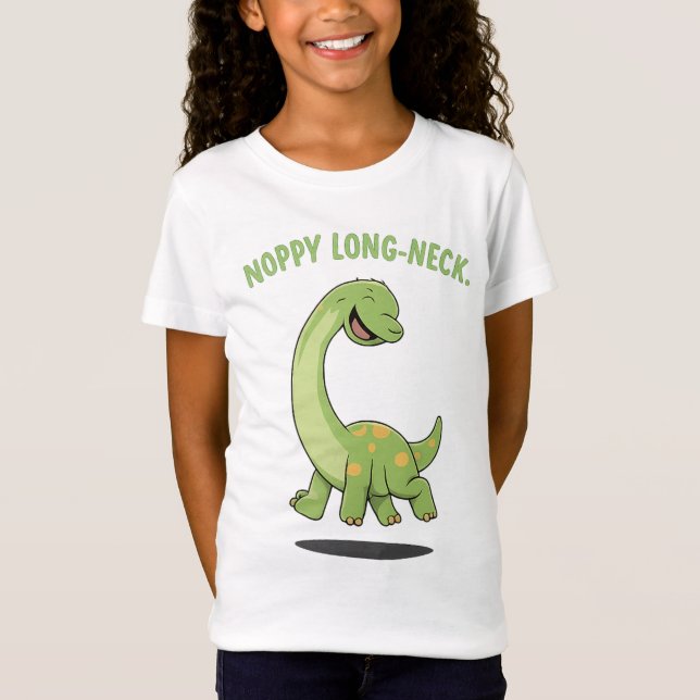 Noppy Långhals Glad Brachiosaurus Tecknad Dinosaur T Shirt (Framsida)