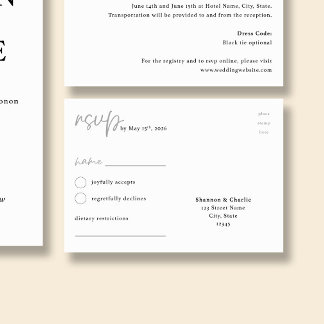 NORA | Bröllopsminimalistiskt RSVP-brevkort Tilläggskort