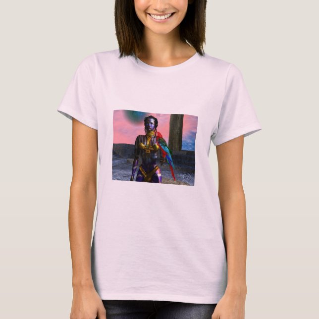 NORA CYBER WARRIOR HOLDING MACAW Science fiction T-shirt (Framsida)