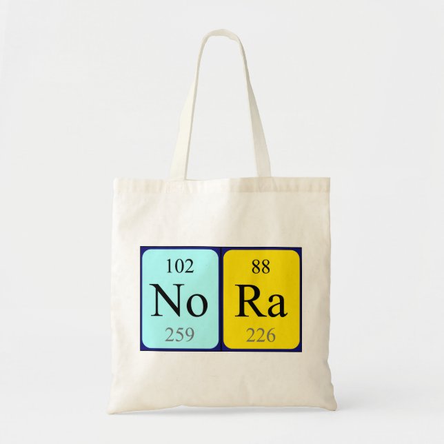 Nora periodisk bord namn tote bag tygkasse (Framsidan)