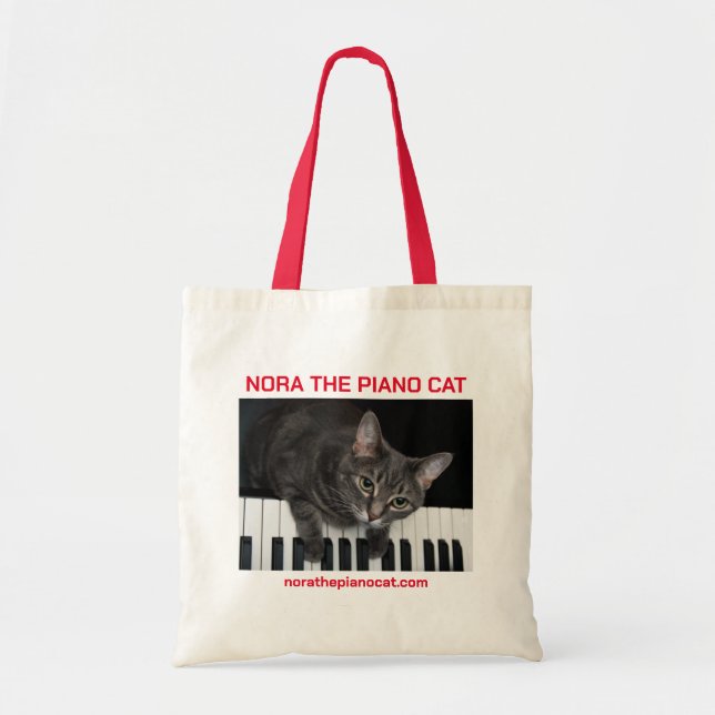 Nora Piano Cat Tote 001 Tygkasse (Framsidan)