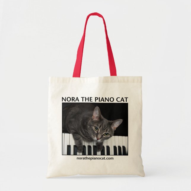 Nora The Piano Cat Tote 001 Tygkasse (Framsidan)