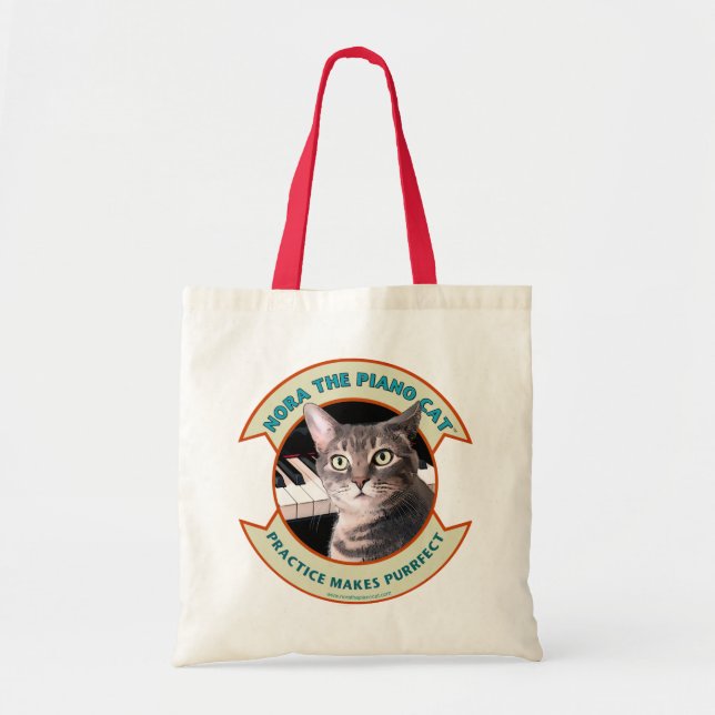 Nora Tote Bag med Red Handle Tygkasse (Framsidan)