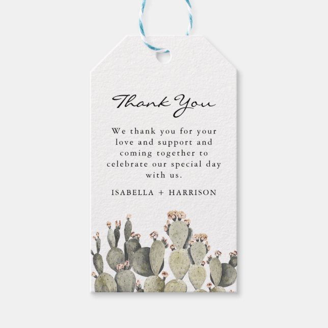 Norah - Bohemian Prickly Pear Cactus Watercolor Presentetikett (Framsidan)