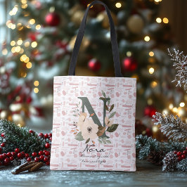 Noras blomningsradians - Boho Blommigt Monogram Axelväska