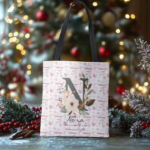 Noras blomningsradians - Boho Blommigt Monogram Axelväska