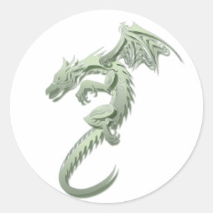 Norbert the Metallic Grönt Dragon Runt Klistermärke