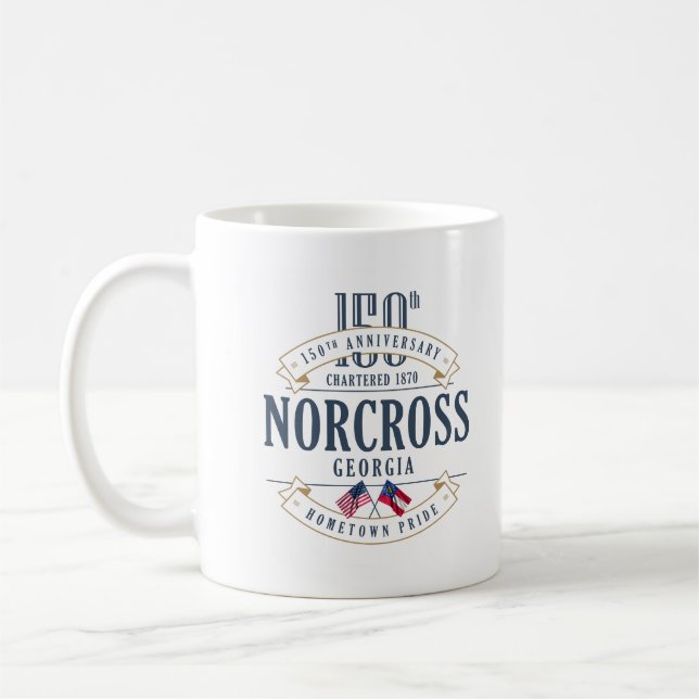 Norcross, Georgien, 150-årsdagen T-Shirt Kaffemugg (Vänster)