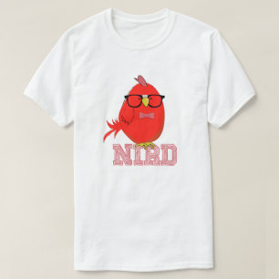 Nörd Fågel Söt Röd Fågel med Glasögon T Shirt
