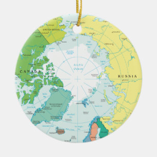 Nord och södra pol, artic region och Antarktis Julgransprydnad Keramik