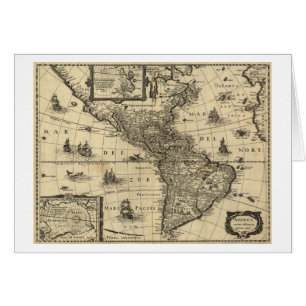 Nord och South America - panorama- karta Hälsningskort