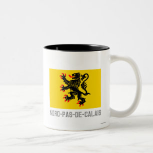 Nord-Pas-de-Calais flagga med namn Två-Tonad Mugg