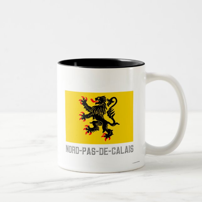 Nord-Pas-de-Calais flagga med namn Två-Tonad Mugg (Höger)